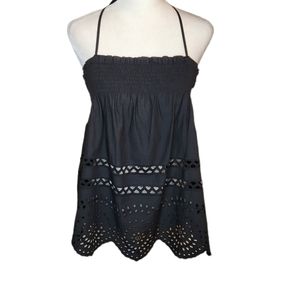 Madewell Black Eyelet Cami Halter Top S